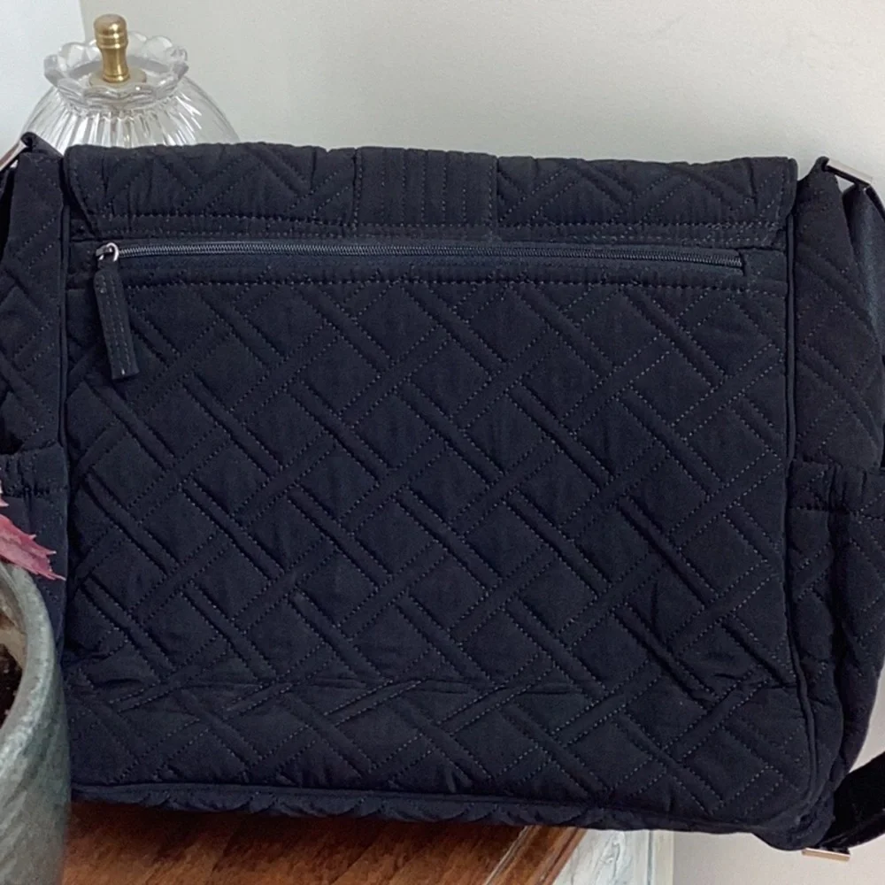 Vera Bradley Black Quilted Messenger Bag, laptop bag